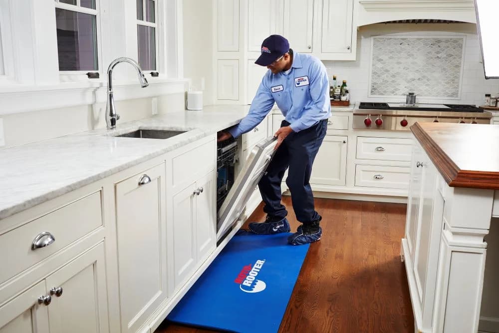 Roto-Rooter dishwasher installation and plumbing connection