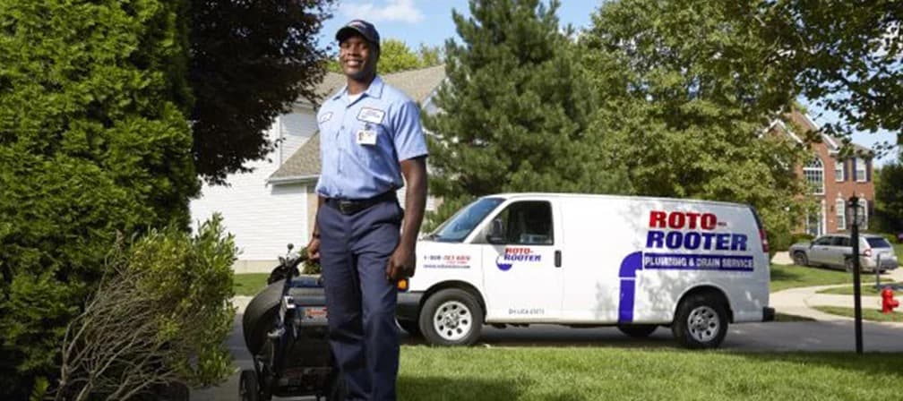 Roto-Rooter plumber ready for pipe repair and repiping